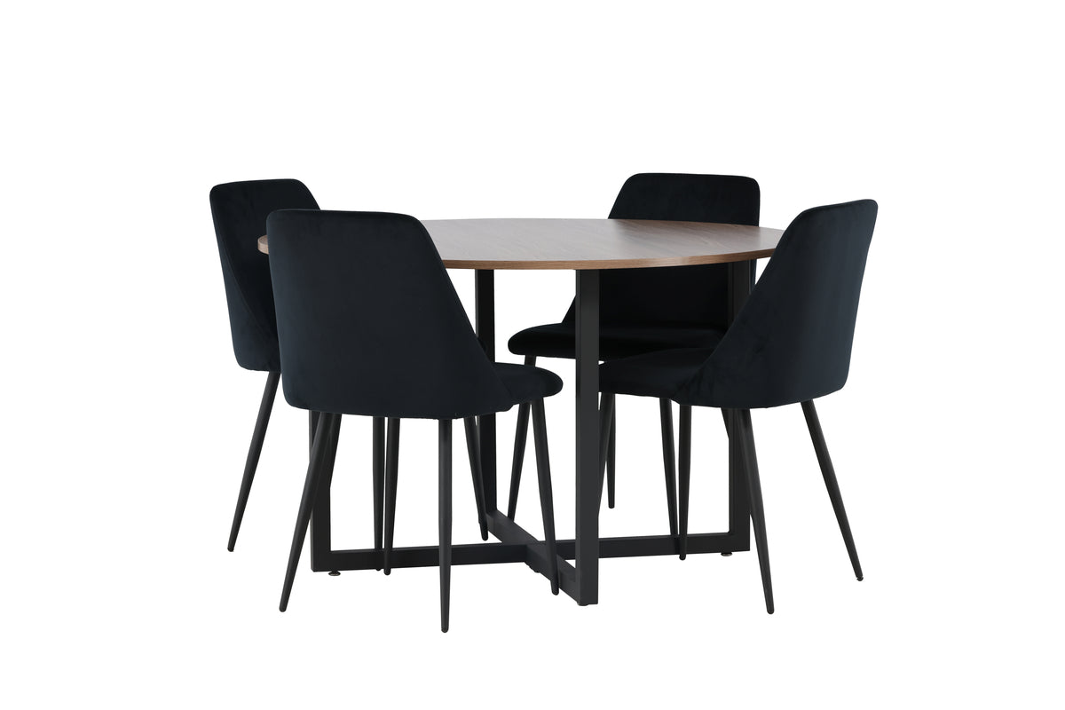 Venture Design Durango & Night Runda Matbord ⌀120 Valnöt + Matstolar 2-pack Svart