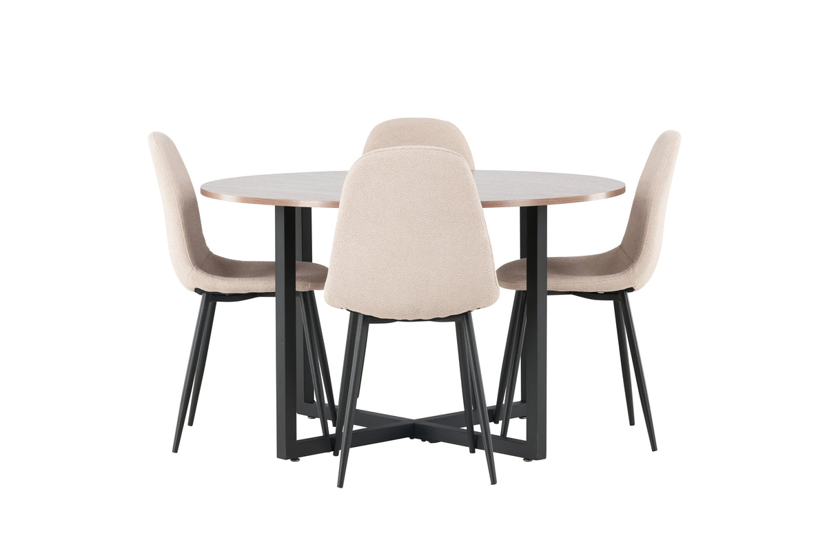 Venture Design Durango & Polar Runda Matbord ⌀120 Valnöt + Matstolar 2-pack Beige