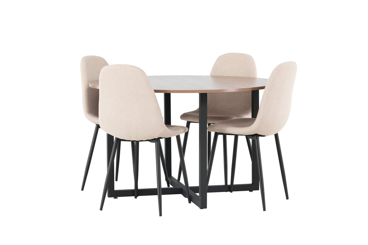 Venture Design Durango & Polar Runda Matbord ⌀120 Valnöt + Matstolar 2-pack Beige