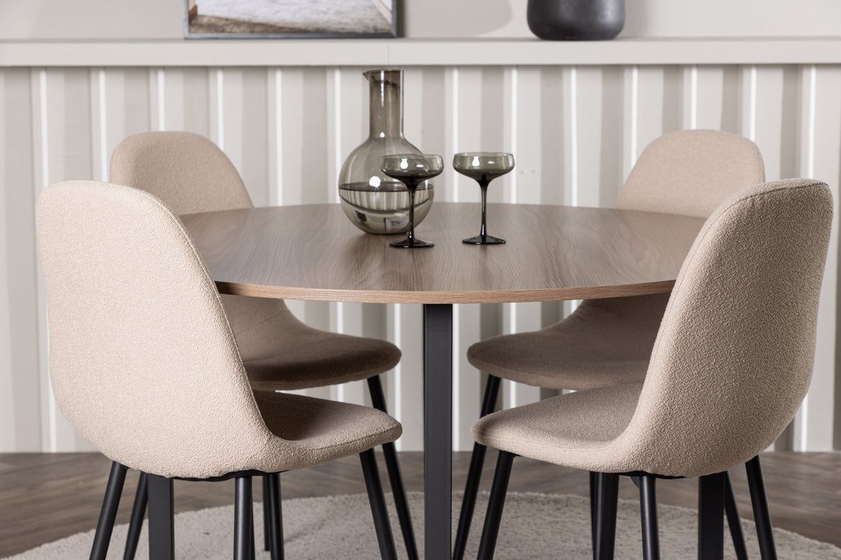 Venture Design Durango & Polar Runda Matbord ⌀120 Valnöt + Matstolar 2-pack Beige