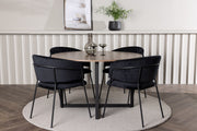 Venture Design Durango & Selma Runda Matbord ⌀120 Valnöt + Matstolar 2-pack Svart