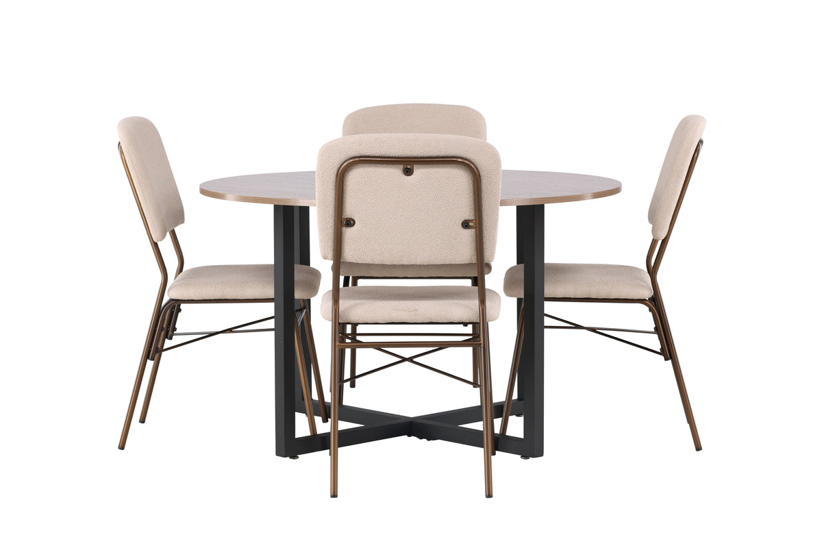 Venture Design Durango & Seda Runda Matbord ⌀120 Valnöt + Matstolar 2-pack Beige