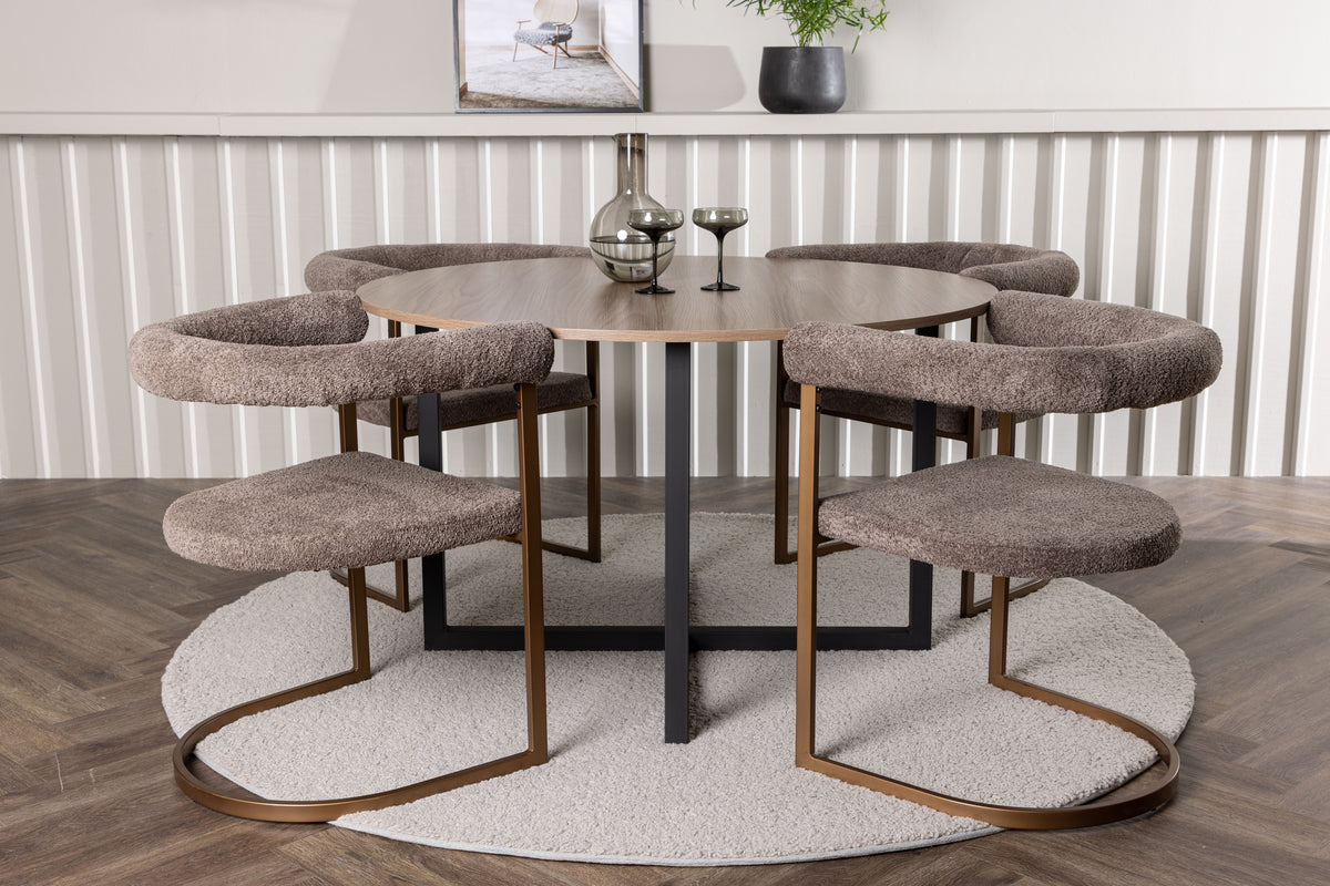 Venture Design Durango & Morning Runda Matbord ⌀120 Valnöt + Matstolar 2-pack Brun