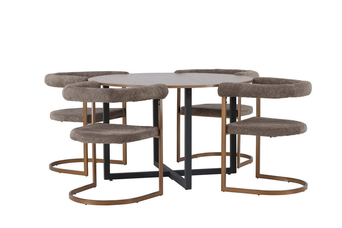 Venture Design Durango & Morning Runda Matbord ⌀120 Valnöt + Matstolar 2-pack Brun