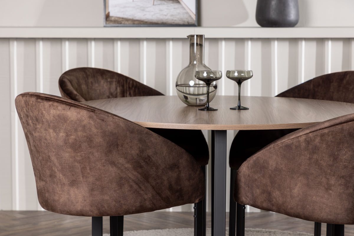 Venture Design Durango & Evening Runda Matbord ⌀120 Valnöt + Matstolar 2-pack Mörkbrun