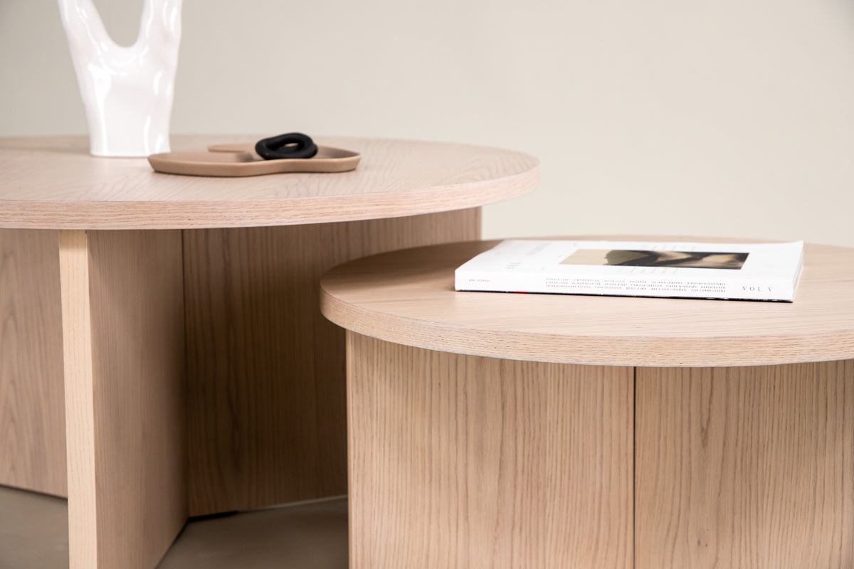 Venture Design Saltö Soffbord ⌀85 Vitputsad + Soffbord ⌀65 Vitputsad