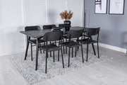 Venture Design Sleek & Polly Rektangulära Matbord 195 x 95 Svart + Matstolar 2-pack Svart
