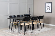 Venture Design Gold & Polly Rektangulära Matbord 180 x 85 Svart + Matstolar 2-pack Svart