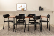 Venture Design Uno & Polly Rektangulära Matbord 200 x 90 Natur + Matstolar 2-pack Svart