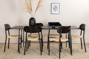 Venture Design Uno & Polly Rektangulära Matbord 200 x 90 Svart + Matstolar 2-pack Svart