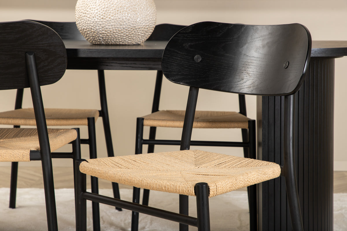 Venture Design Bianca & Polly Ovala Matbord 200 x 90 Svart + Matstolar 2-pack Svart