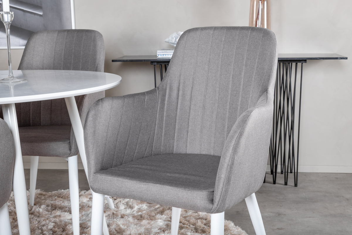 Venture Design Plaza & Comfort Runda Matbord ⌀100 Vit + Matstolar 2-pack Grå