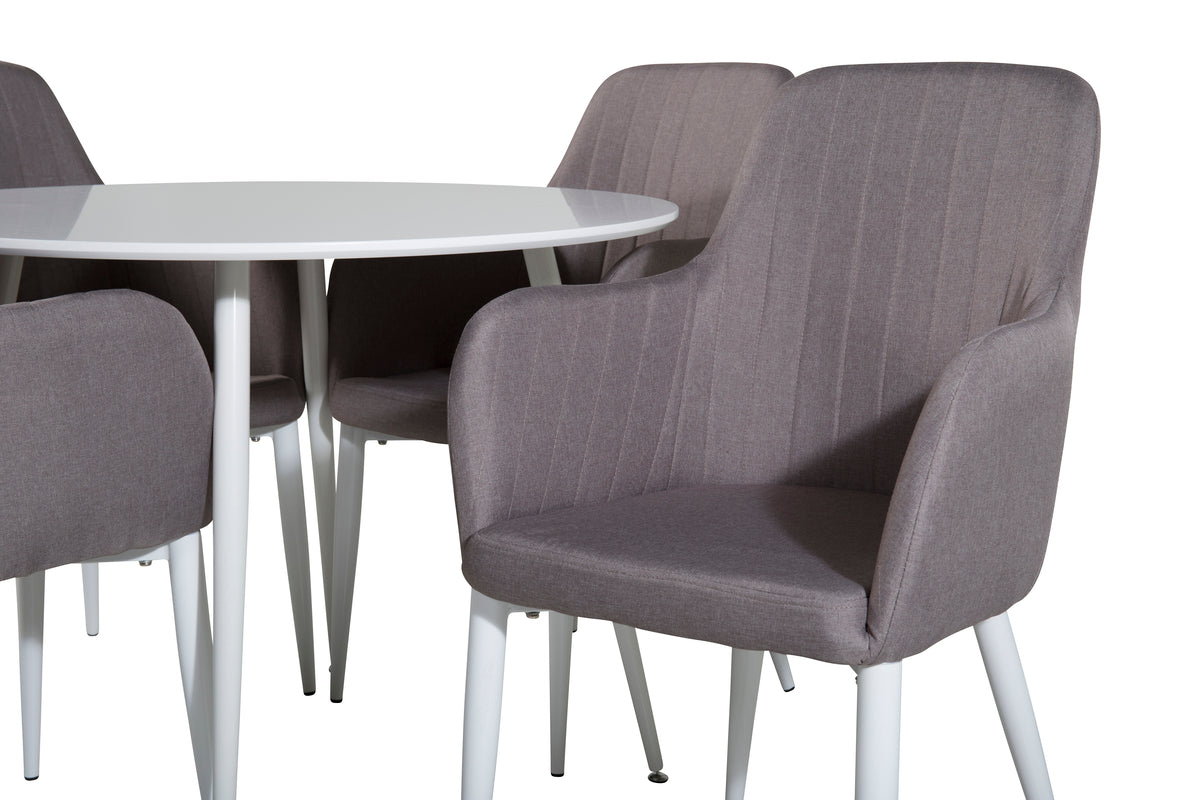 Venture Design Plaza & Comfort Runda Matbord ⌀100 Vit + Matstolar 2-pack Grå