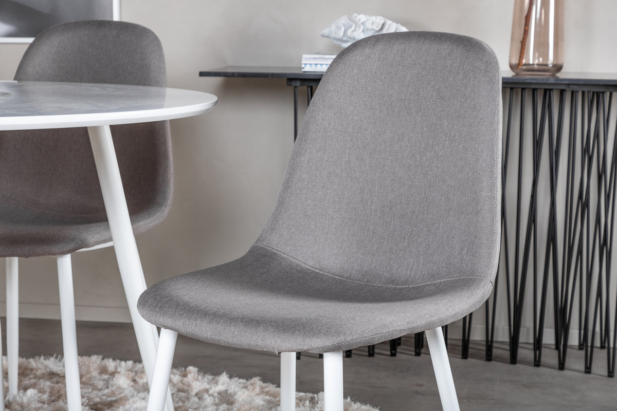 Venture Design Plaza & Polar Runda Matbord ⌀100 Vit + Matstolar 2-pack Grå