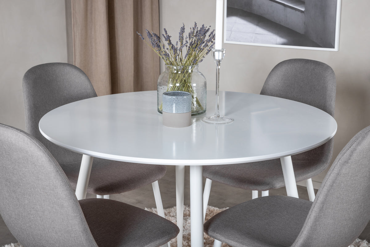 Venture Design Plaza & Polar Runda Matbord ⌀100 Vit + Matstolar 2-pack Grå