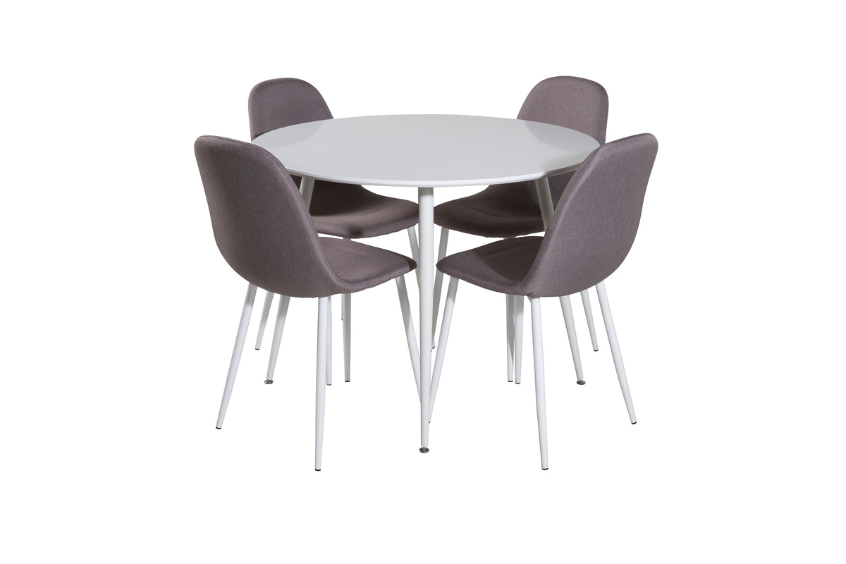 Venture Design Plaza & Polar Runda Matbord ⌀100 Vit + Matstolar 2-pack Grå