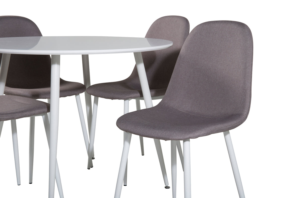 Venture Design Plaza & Polar Runda Matbord ⌀100 Vit + Matstolar 2-pack Grå
