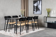 Venture Design Dipp & Polly Rektangulära Matbord 180 x 90 Svart + Matstolar 2-pack Svart