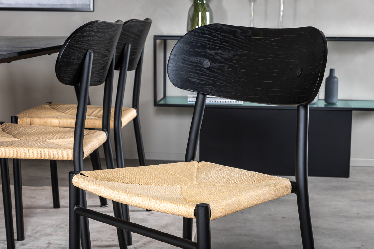 Venture Design Dipp & Polly Rektangulära Matbord 180 x 90 Svart + Matstolar 2-pack Svart