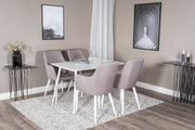 Venture Design Polar & Comfort Rektangulära Matbord 120 x 75 Vit + Matstolar 2-pack Grå