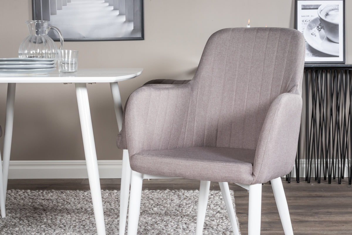 Venture Design Polar & Comfort Rektangulära Matbord 120 x 75 Vit + Matstolar 2-pack Grå