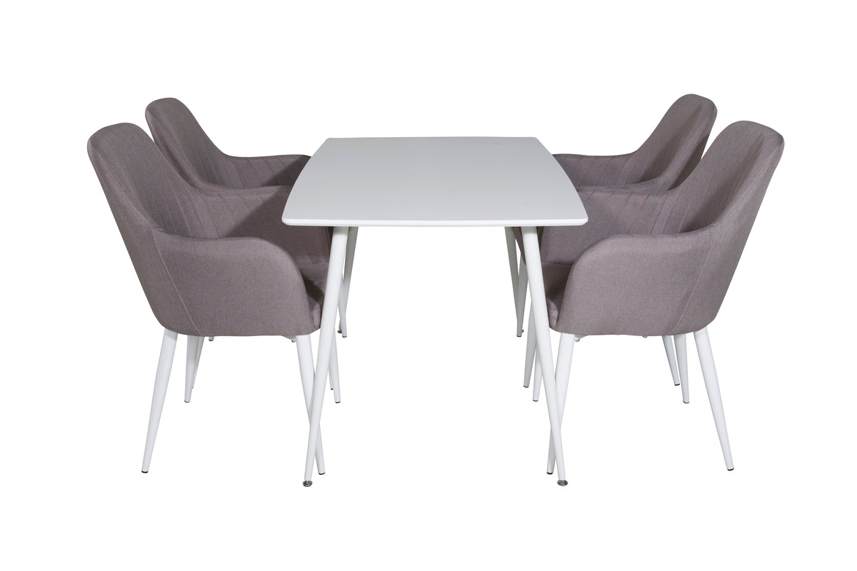 Venture Design Polar & Comfort Rektangulära Matbord 120 x 75 Vit + Matstolar 2-pack Grå