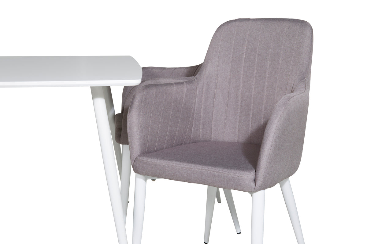 Venture Design Polar & Comfort Rektangulära Matbord 120 x 75 Vit + Matstolar 2-pack Grå