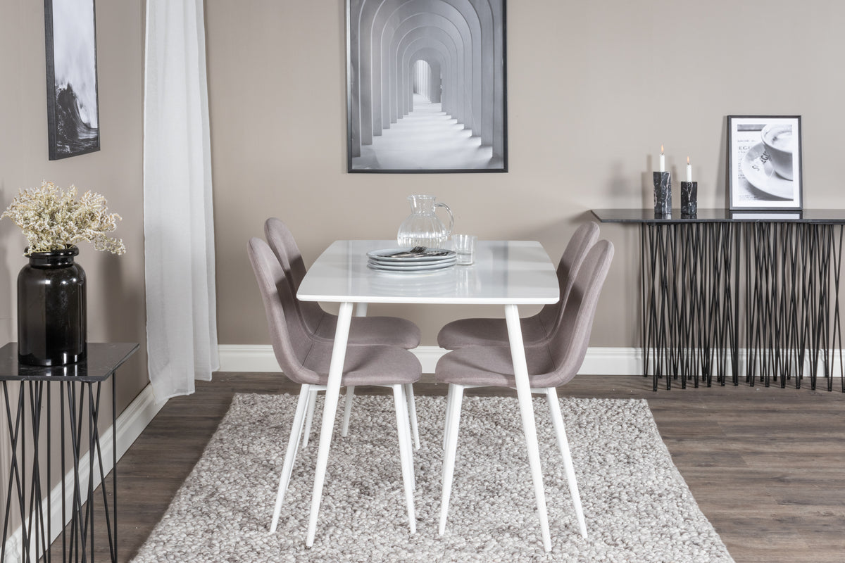 Venture Design Polar Rektangulära Matbord 120 x 75 Vit + Matstolar 2-pack Grå