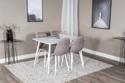 Venture Design Polar Rektangulära Matbord 120 x 75 Vit + Matstolar 2-pack Grå