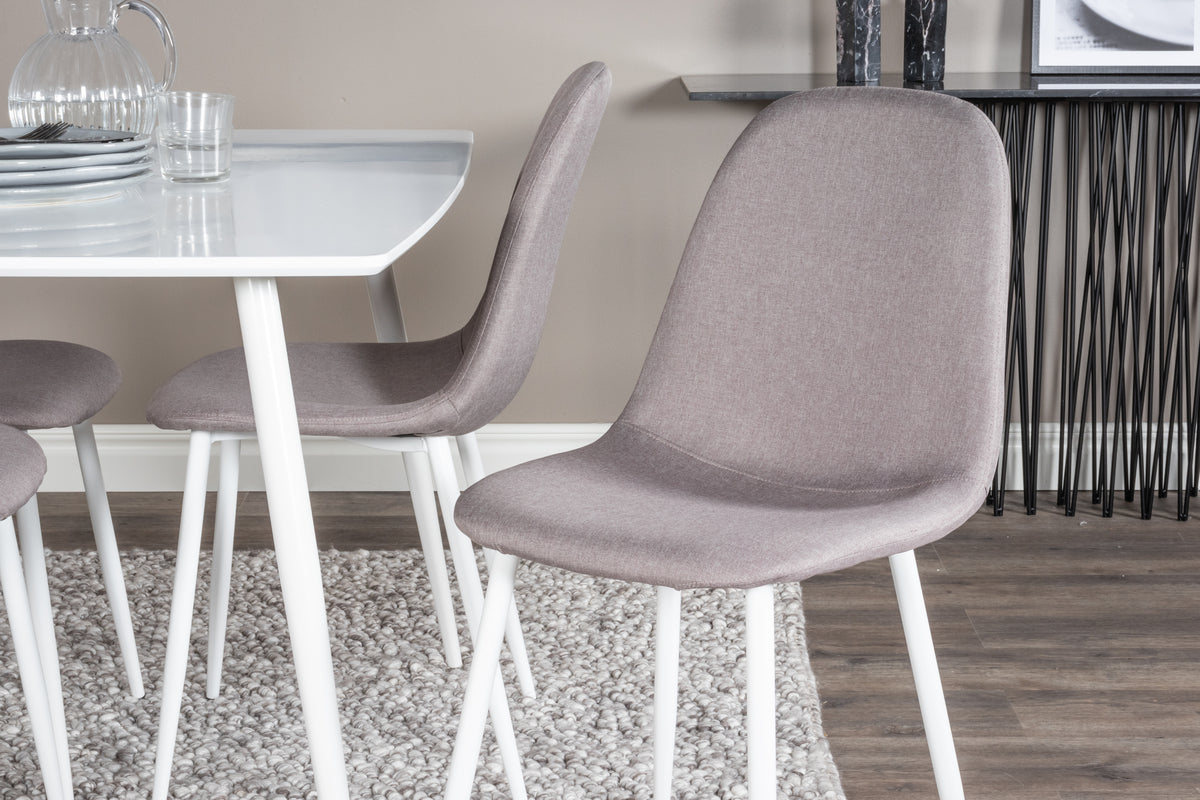 Venture Design Polar Rektangulära Matbord 120 x 75 Vit + Matstolar 2-pack Grå