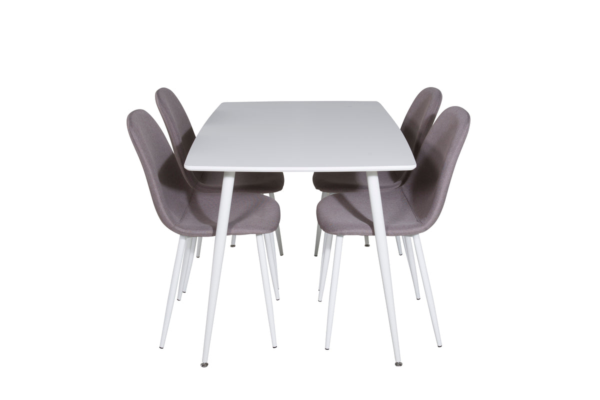 Venture Design Polar Rektangulära Matbord 120 x 75 Vit + Matstolar 2-pack Grå
