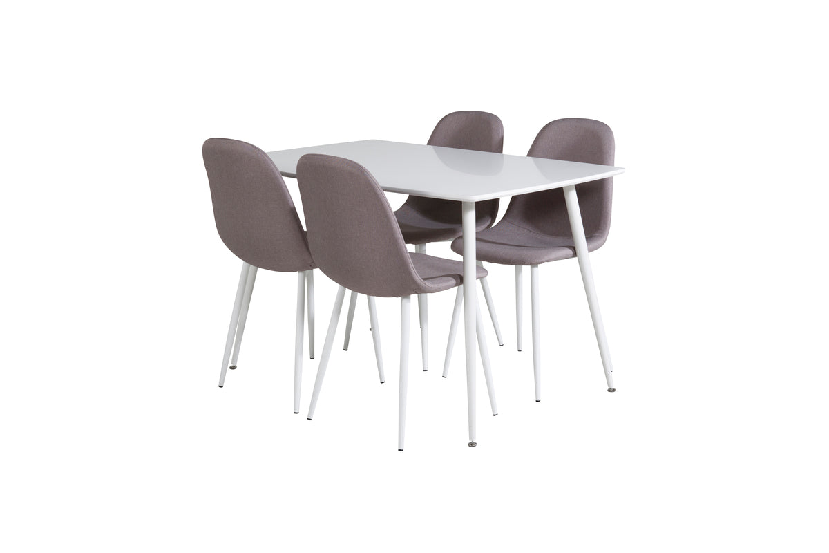 Venture Design Polar Rektangulära Matbord 120 x 75 Vit + Matstolar 2-pack Grå