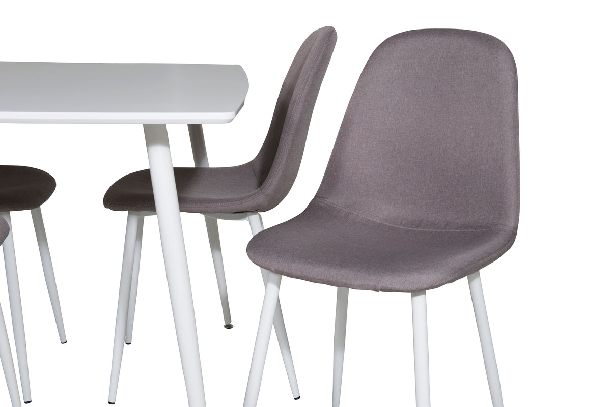 Venture Design Polar Rektangulära Matbord 120 x 75 Vit + Matstolar 2-pack Grå