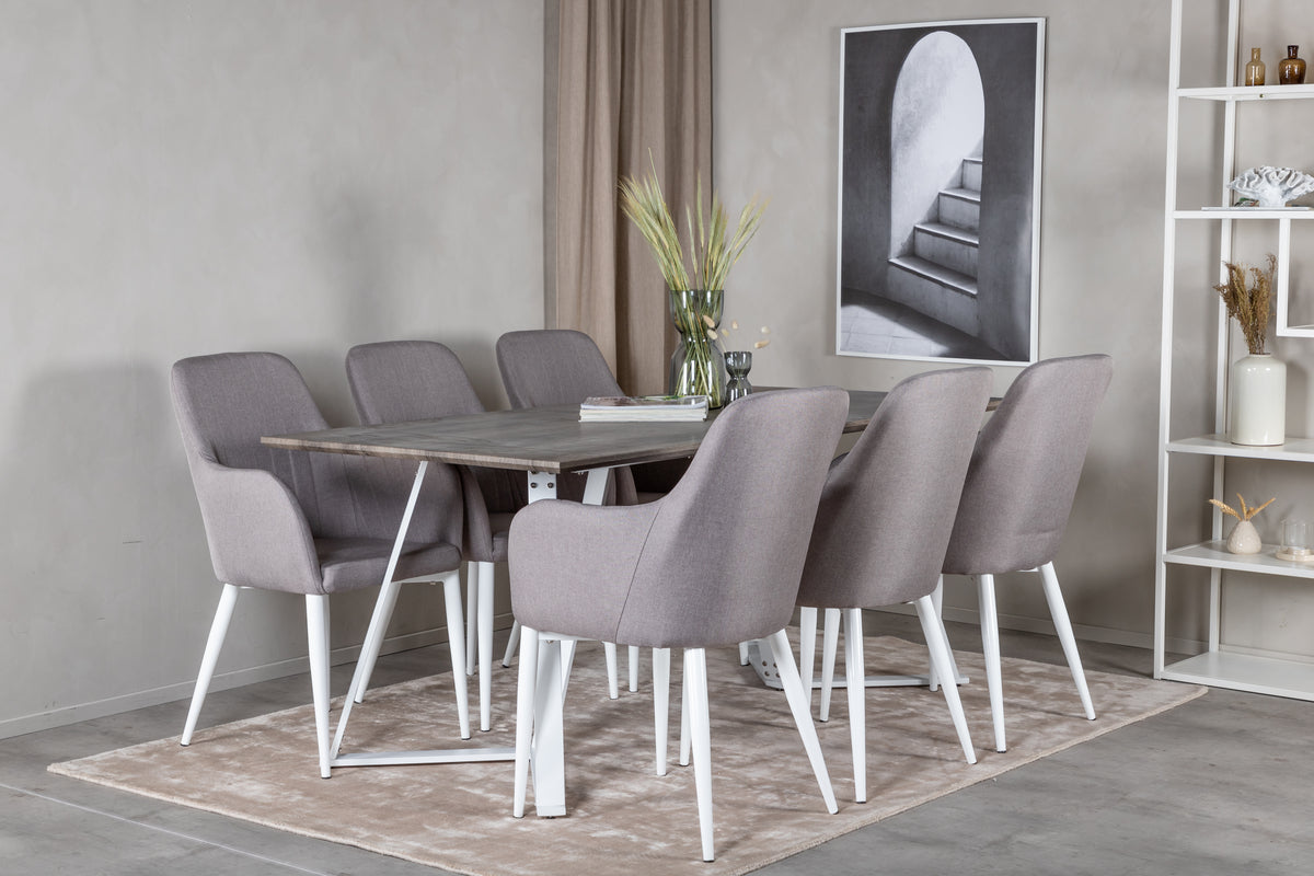 Venture Design Marina & Comfort Rektangulära Matbord 180 x 75 x 90 Grå + Matstolar 2-pack Grå