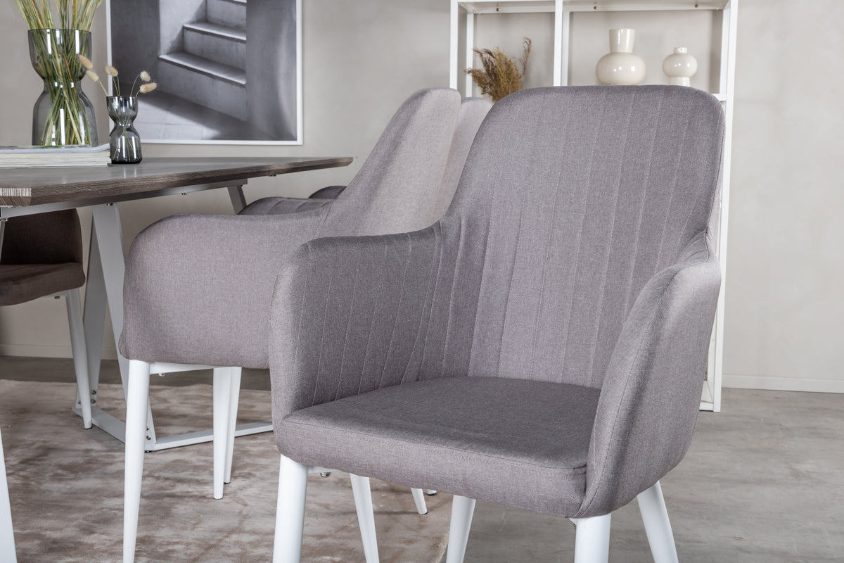 Venture Design Marina & Comfort Rektangulära Matbord 180 x 75 x 90 Grå + Matstolar 2-pack Grå