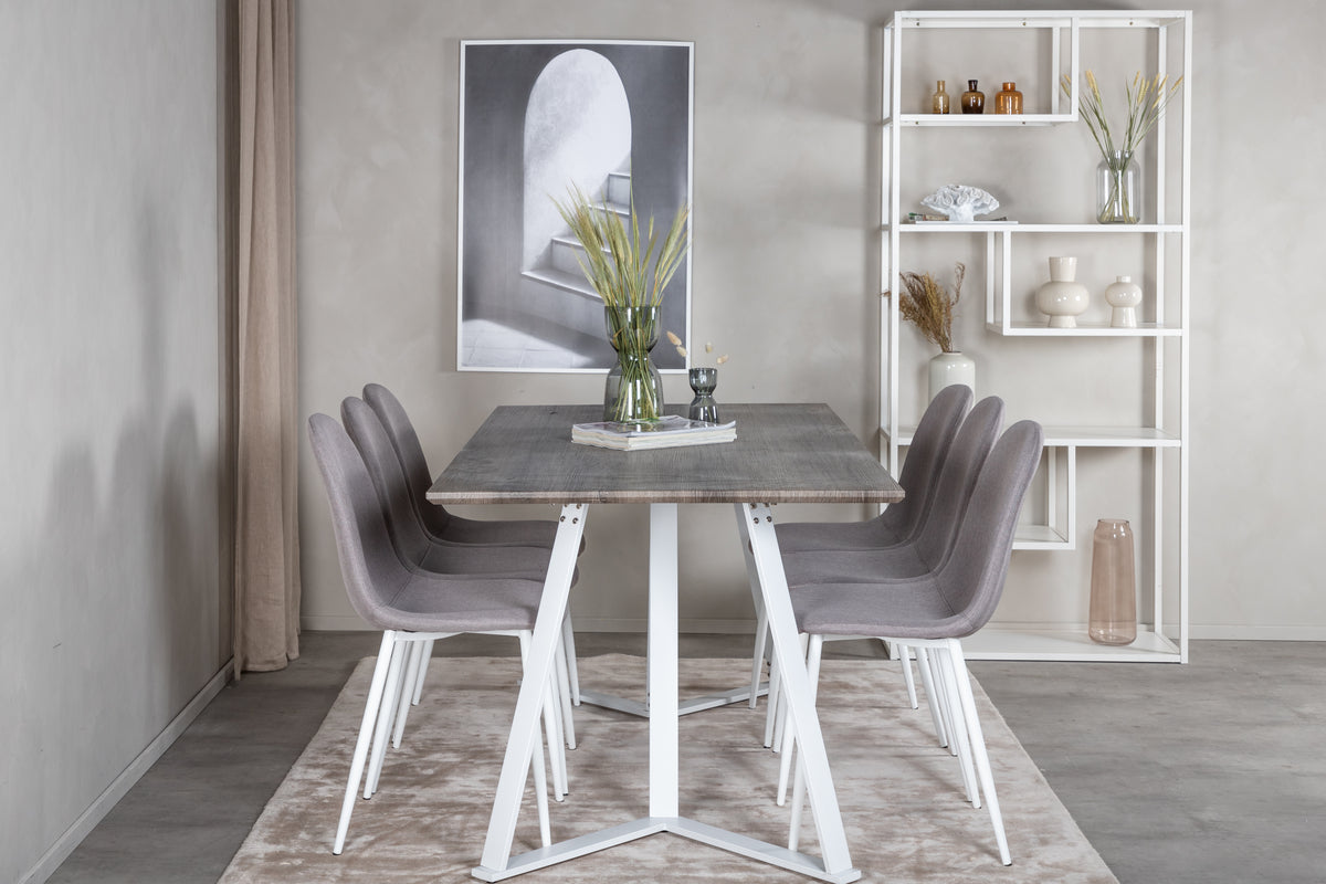 Venture Design Marina & Polar Rektangulära Matbord 180 x 90 Grå + Matstolar 2-pack Grå