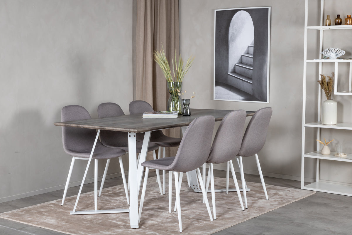 Venture Design Marina & Polar Rektangulära Matbord 180 x 90 Grå + Matstolar 2-pack Grå