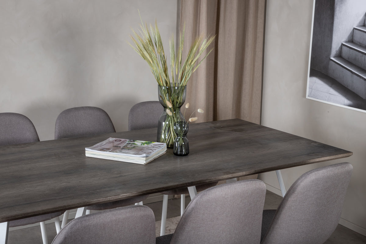 Venture Design Marina & Polar Rektangulära Matbord 180 x 90 Grå + Matstolar 2-pack Grå