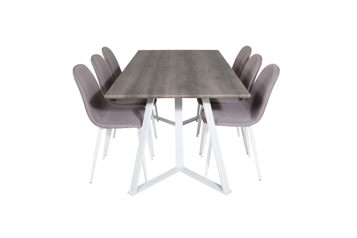 Venture Design Marina & Polar Rektangulära Matbord 180 x 90 Grå + Matstolar 2-pack Grå