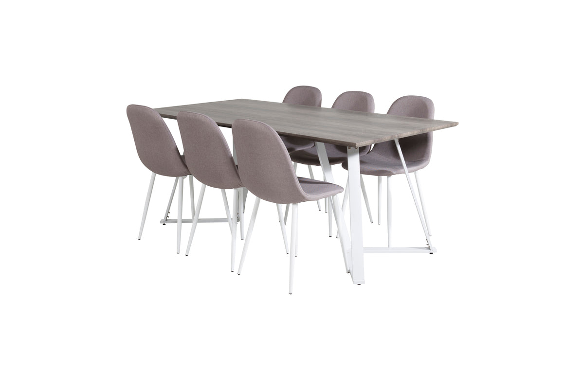 Venture Design Marina & Polar Rektangulära Matbord 180 x 90 Grå + Matstolar 2-pack Grå