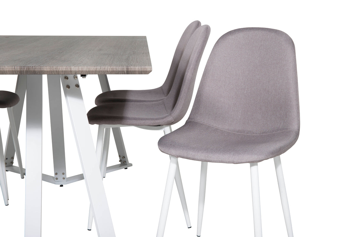Venture Design Marina & Polar Rektangulära Matbord 180 x 90 Grå + Matstolar 2-pack Grå