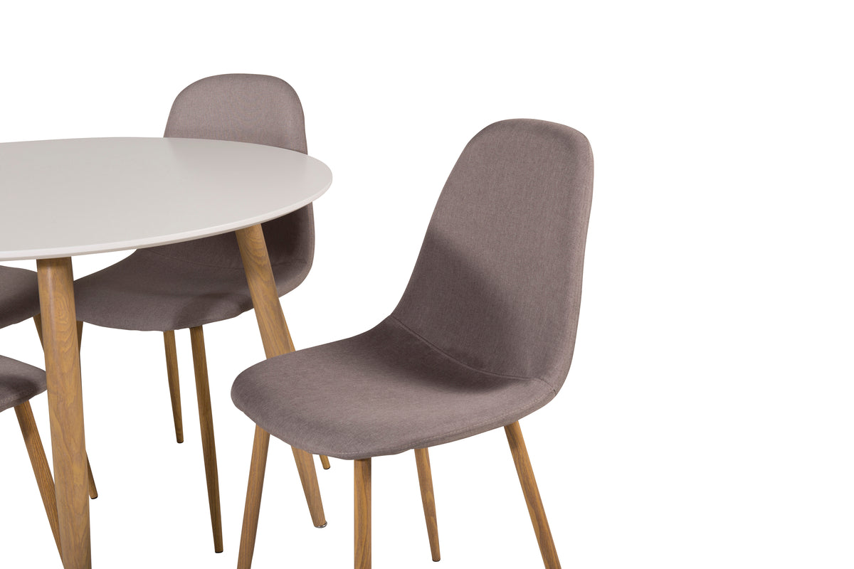 Venture Design Polar & Plaza Matstolar 2-pack Grå + Runda Matbord ⌀100 Vit