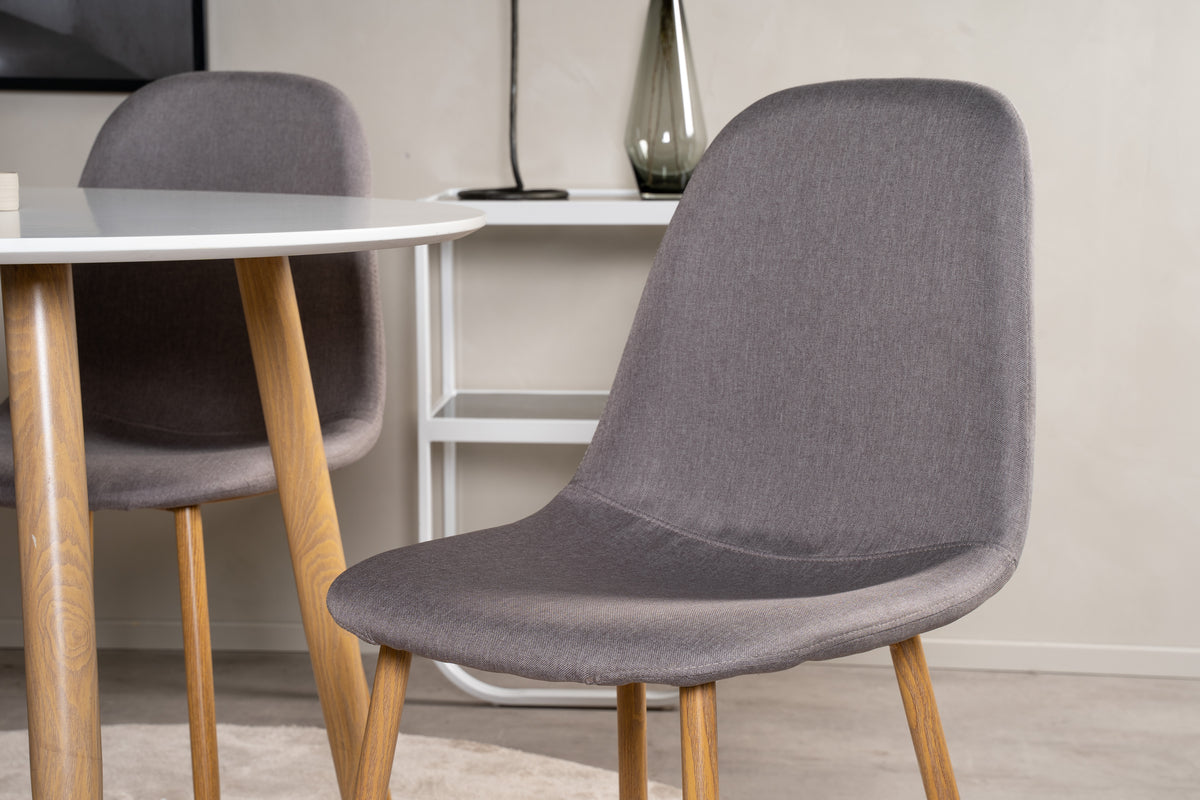 Venture Design Polar & Plaza Matstolar 2-pack Grå + Runda Matbord ⌀100 Vit