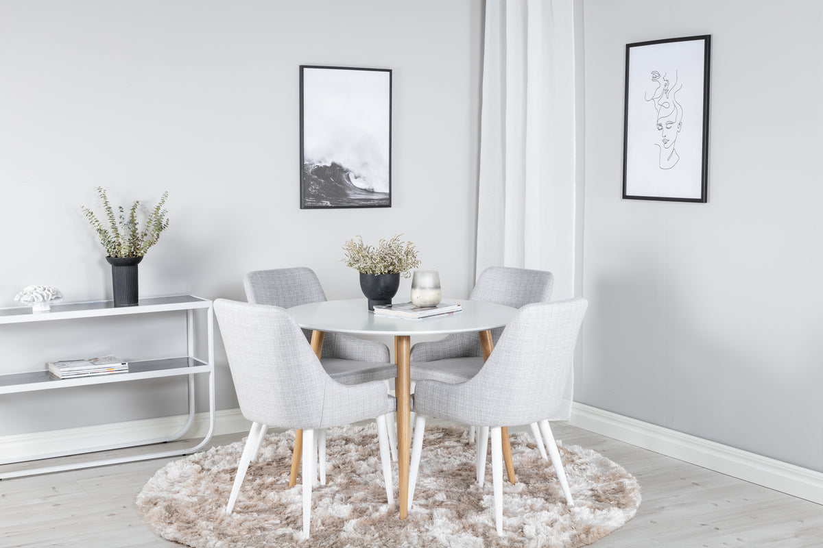 Venture Design Plaza Matstolar 2-pack Grå + Runda Matbord ⌀100 Vit