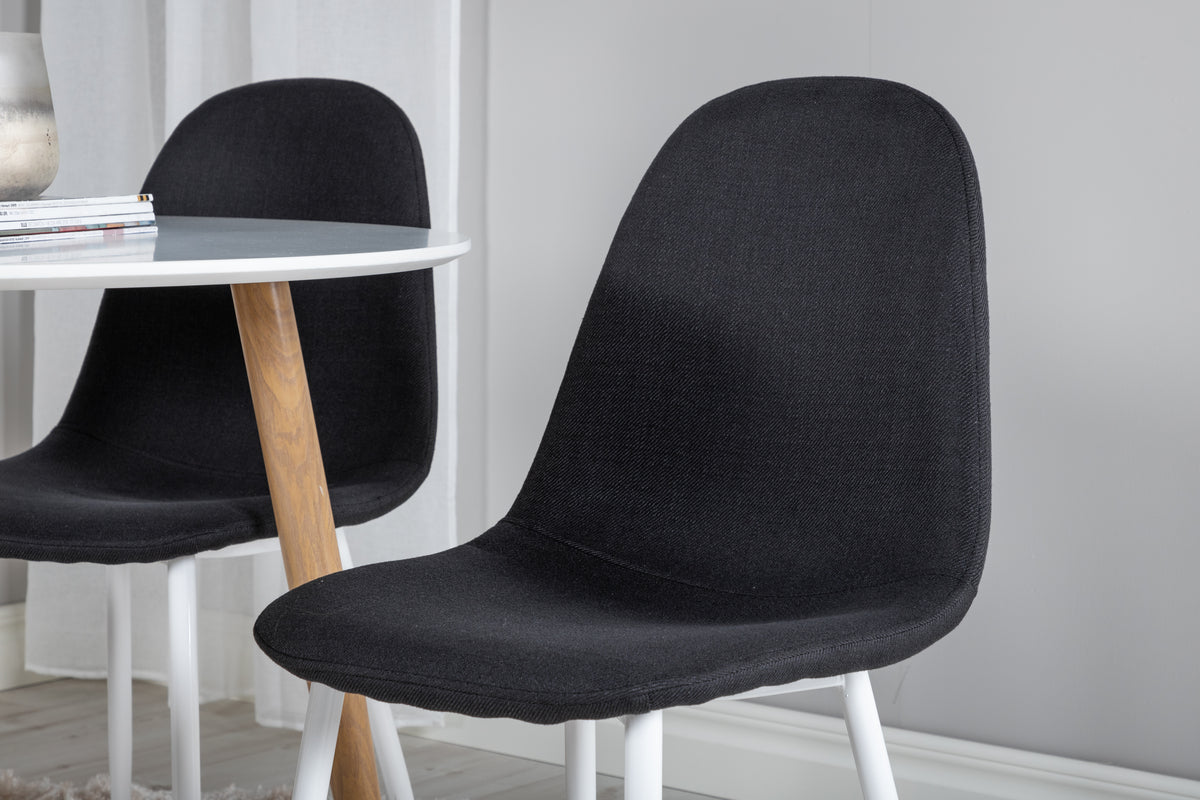Venture Design Polar & Plaza Matstolar 2-pack Svart + Runda Matbord ⌀100 Vit
