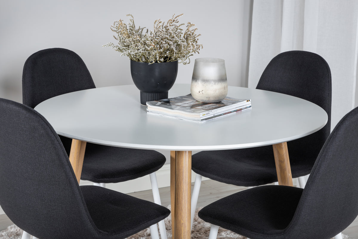 Venture Design Polar & Plaza Matstolar 2-pack Svart + Runda Matbord ⌀100 Vit