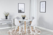 Venture Design Polar & Plaza Matstolar 2-pack Grå + Runda Matbord ⌀100 Vit