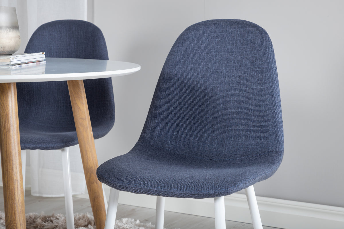 Venture Design Polar & Plaza Matstolar 2-pack Blå + Runda Matbord ø100 Vit
