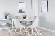 Venture Design Velvet Deluxe & Plaza Matstolar 2-pack Ljusgrå + Runda Matbord ⌀100 Vit