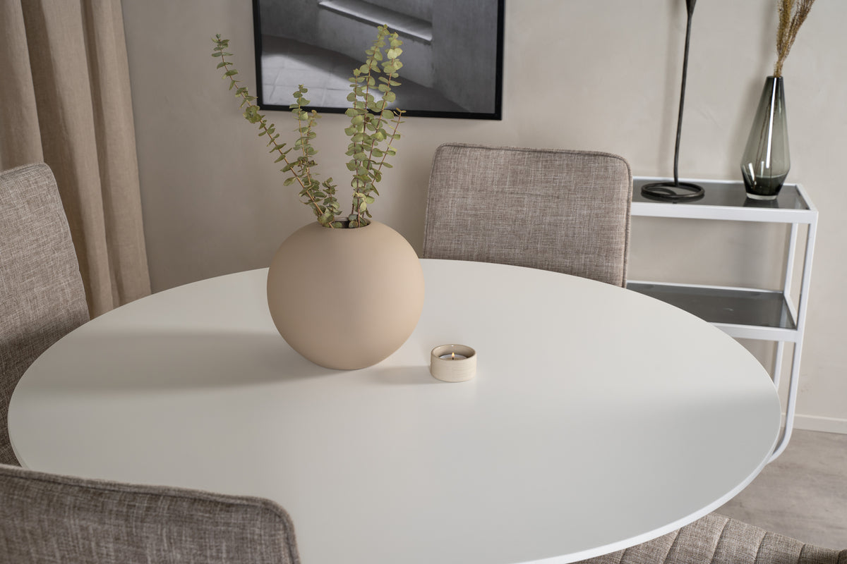 Venture Design Windu & Plaza Matstolar 2-pack Ljusgrå + Runda Matbord ⌀100 Vit
